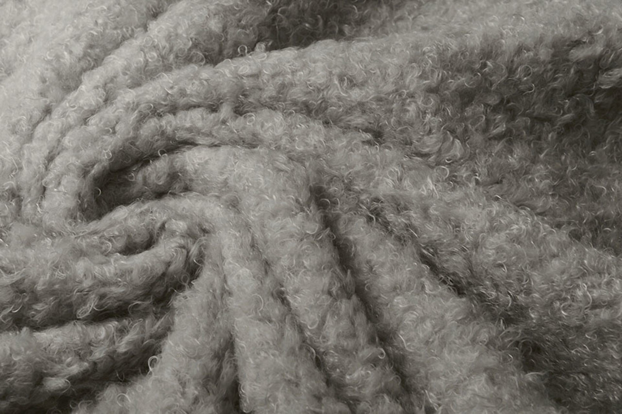 Wavy Curly Teddystoff Grau