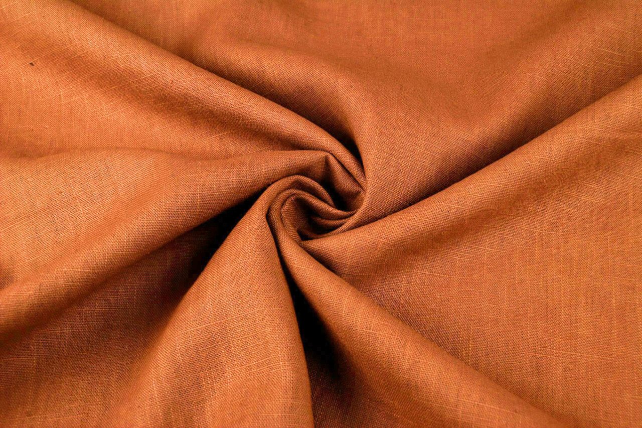 Oeko-Tex®  Washed Linen Orange Rust brique