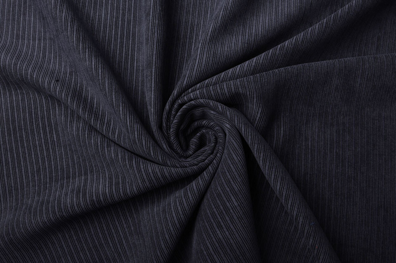 Fancy Velluto a Coste Costina Tessuto Blu Navy