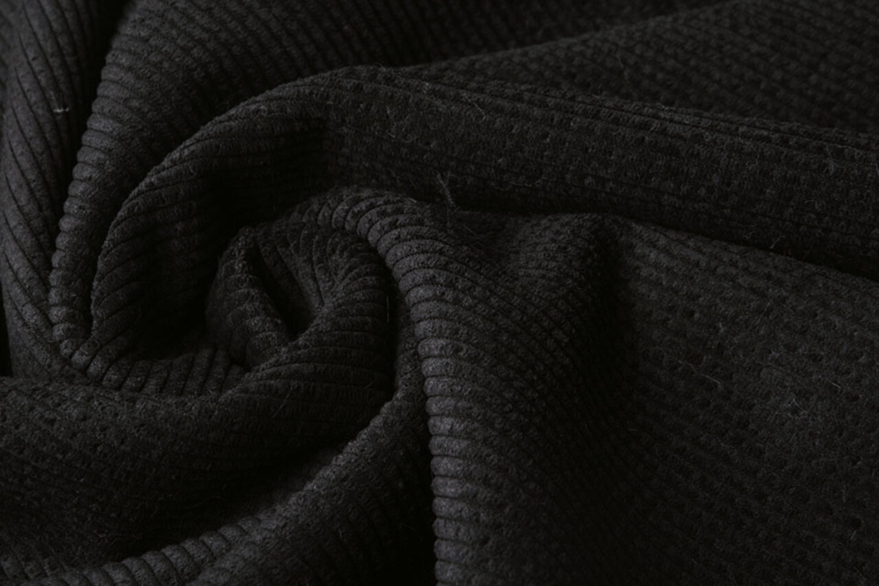 Harige Ribstof Bont Zwart Harige Ribstof Bont Zwart