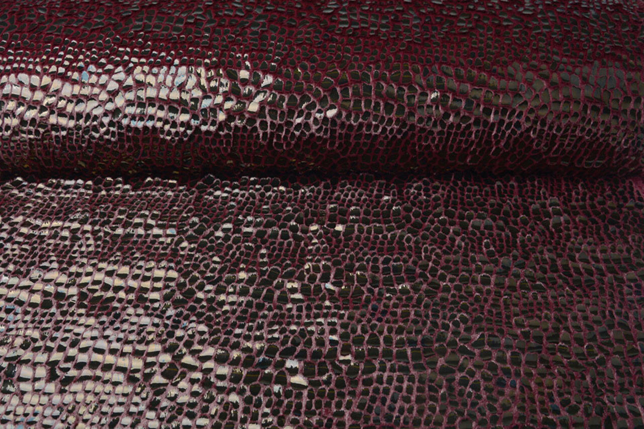 Fur Crocodile Rainbow Foil Bordeaux Fur Crocodile Rainbow Foil Bordeaux