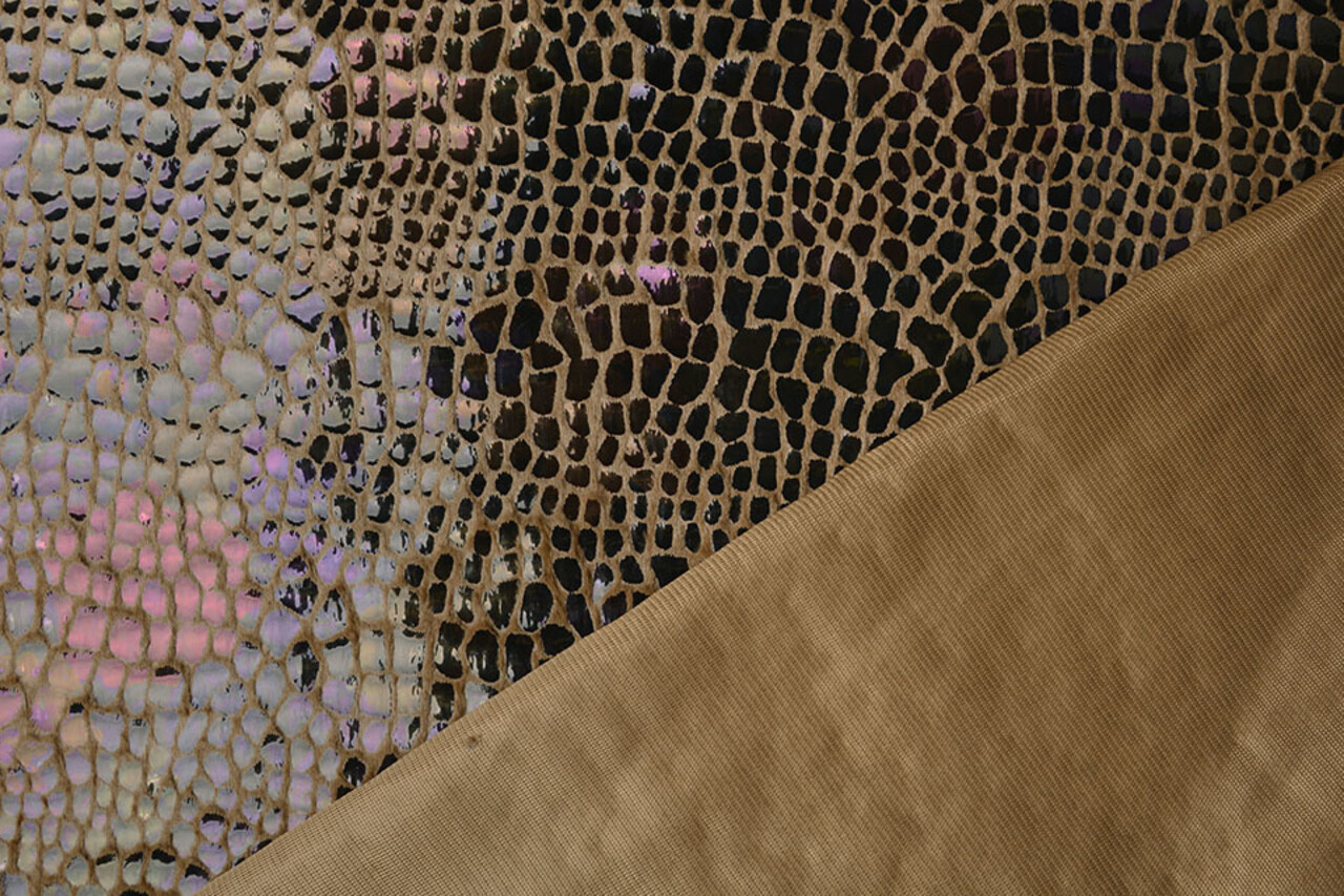 Fell Krokodil Regenbogenfolie Mokkabraun