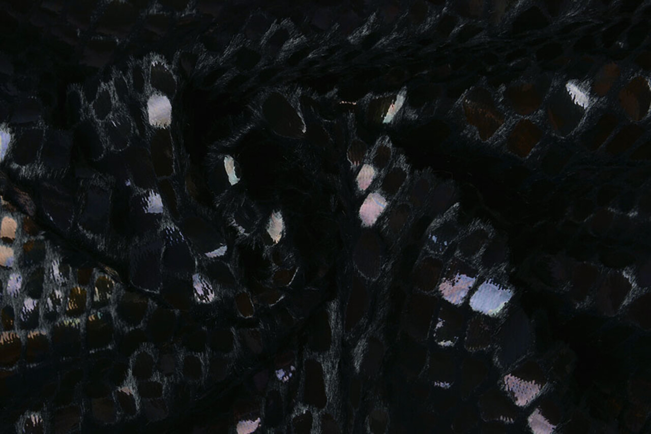 Fur Crocodile Rainbow Foil Black Fur Crocodile Rainbow Foil Black