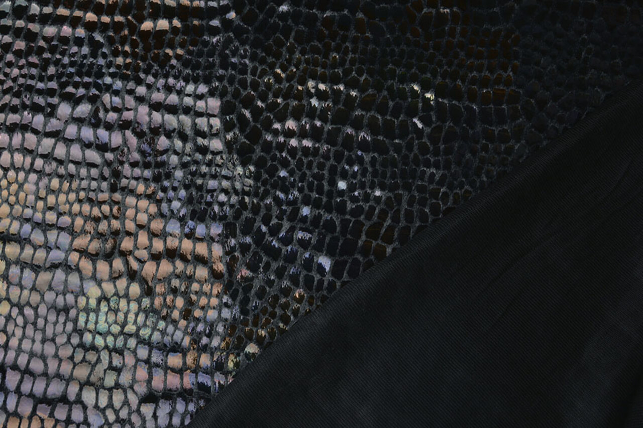 Pelliccia Crocodile Arcobaleno Lamina Moka Nero Pelliccia Crocodile Arcobaleno Lamina Moka Nero