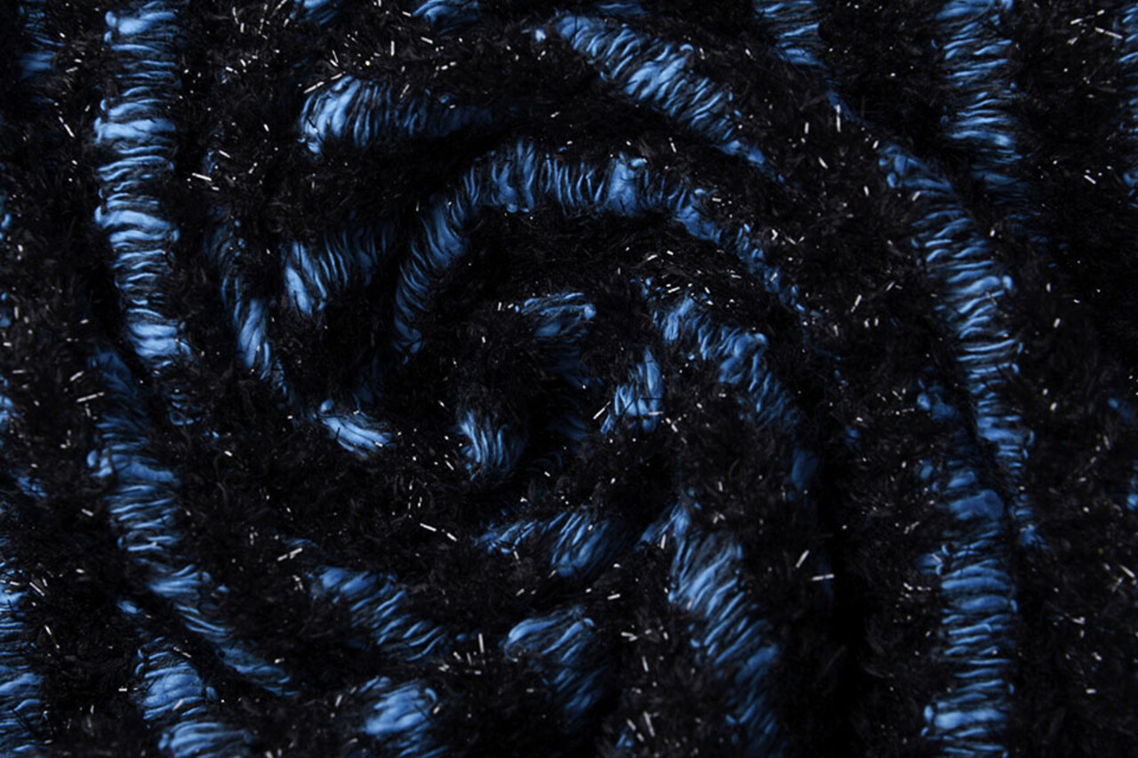 Katoenen Bouclé Strepen Blauw