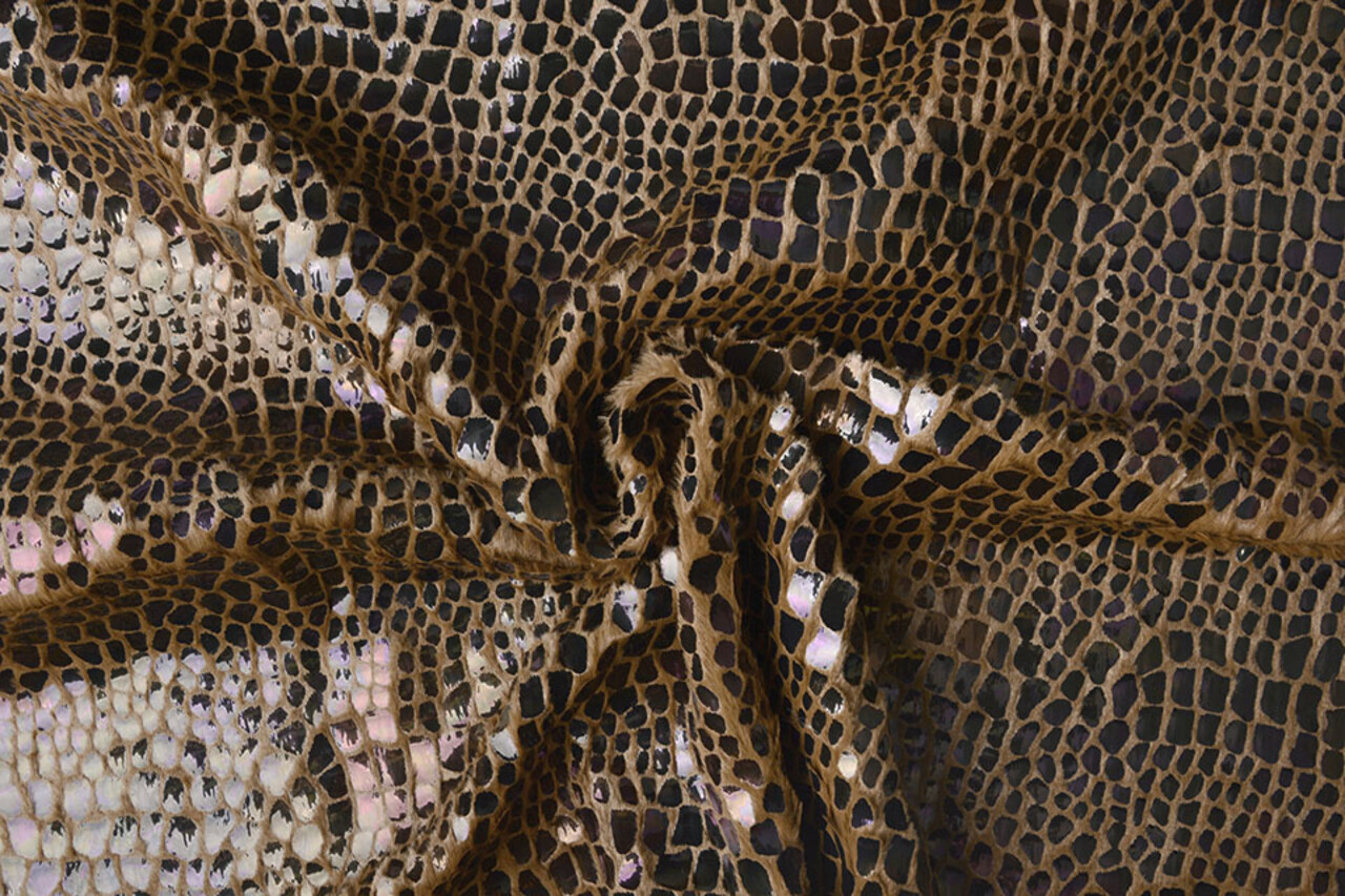 Fur Crocodile Rainbow Foil Mocha Brown Fur Crocodile Rainbow Foil Mocha Brown