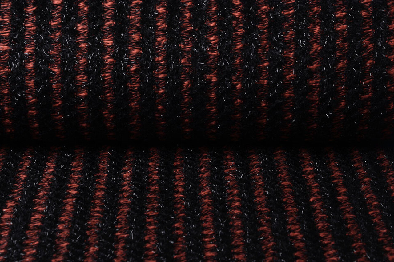 Katoenen Bouclé Strepen Rood Katoenen Bouclé Strepen Rood