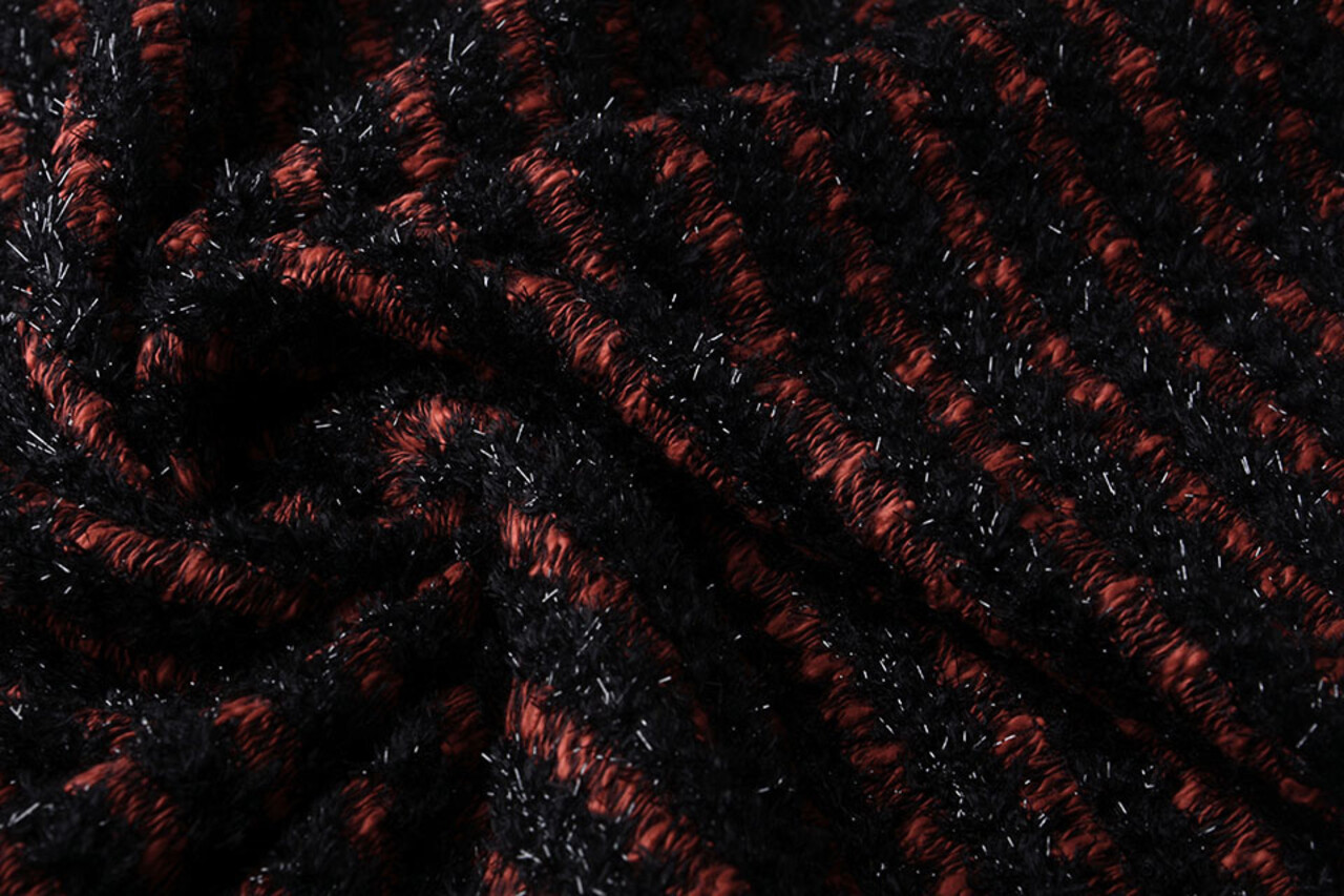 Coton Bouclé Rayures Rouge Coton Bouclé Rayures Rouge