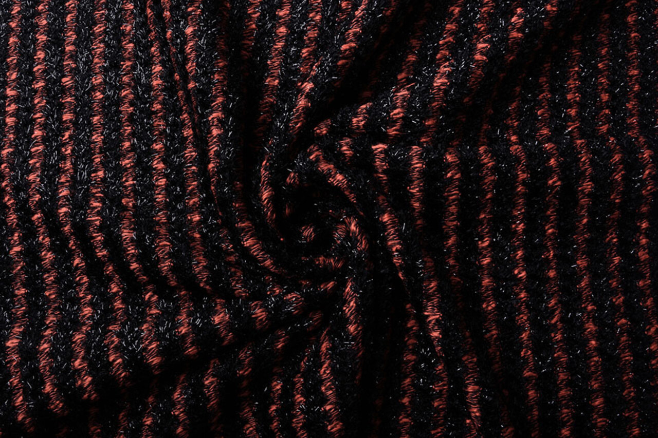 Katoenen Bouclé Strepen Rood Katoenen Bouclé Strepen Rood