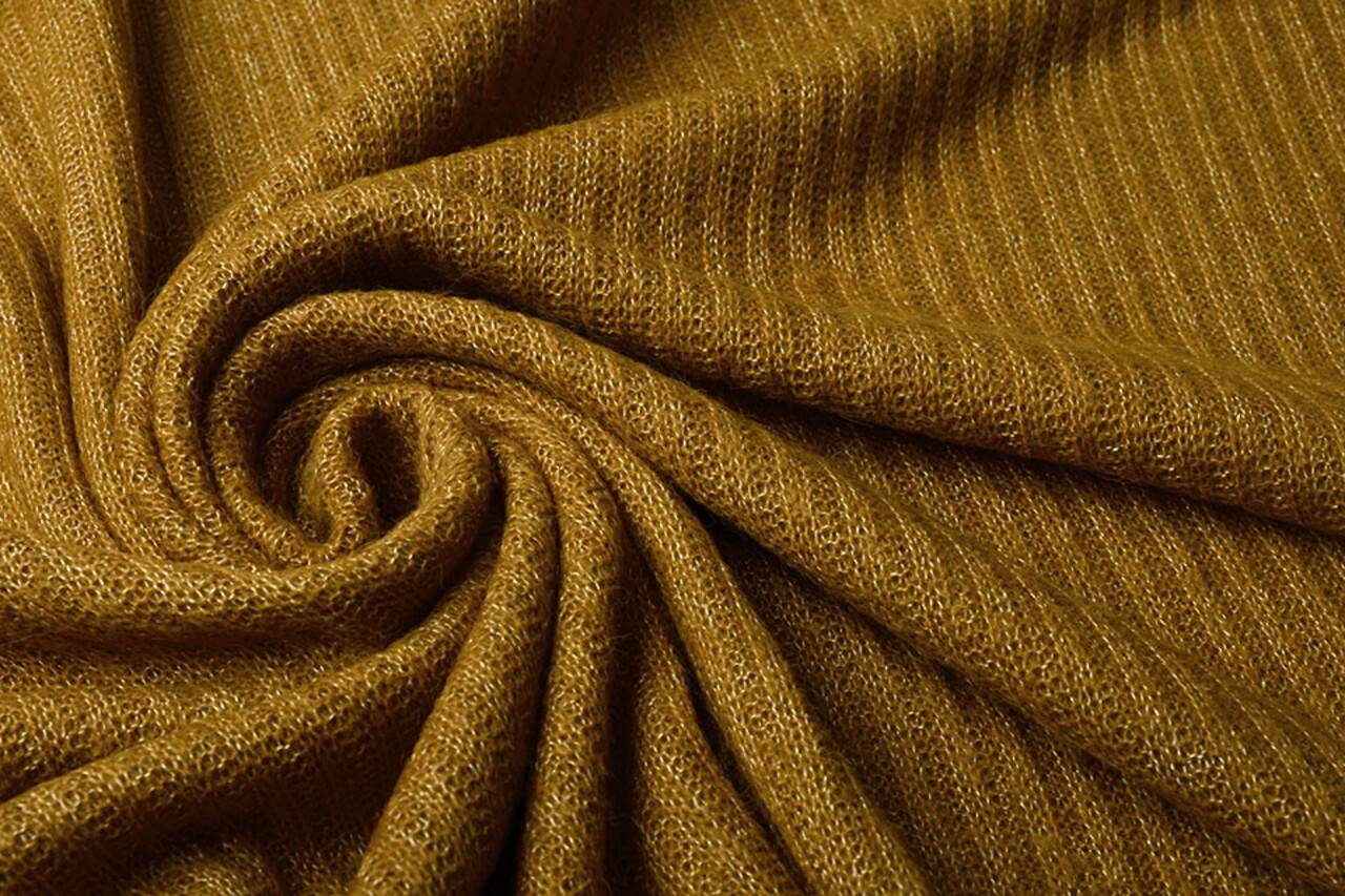 Tricoté Tissu Luciano Moutarde Marron