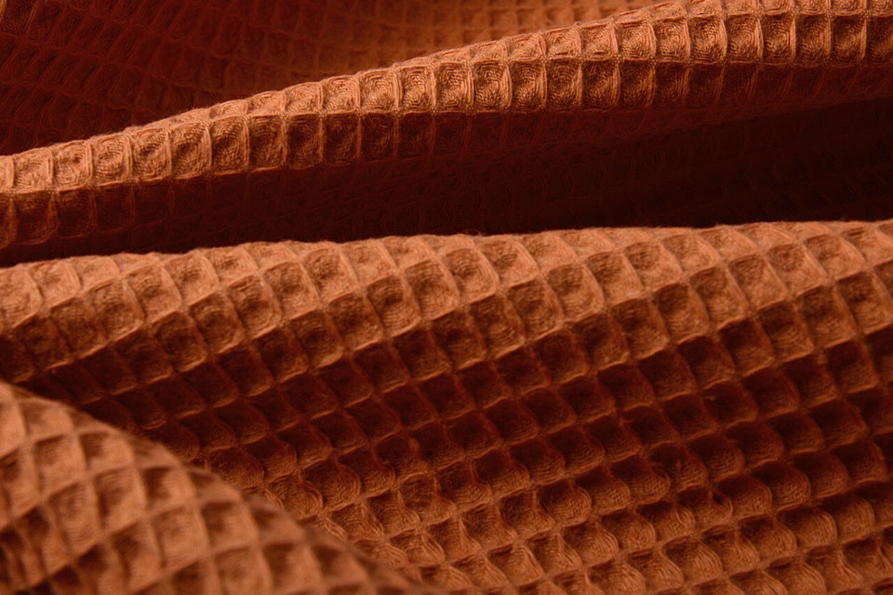 Oeko-Tex®  Waffle Pique Orange Brique Oeko-Tex®  Waffle Pique Orange Brique