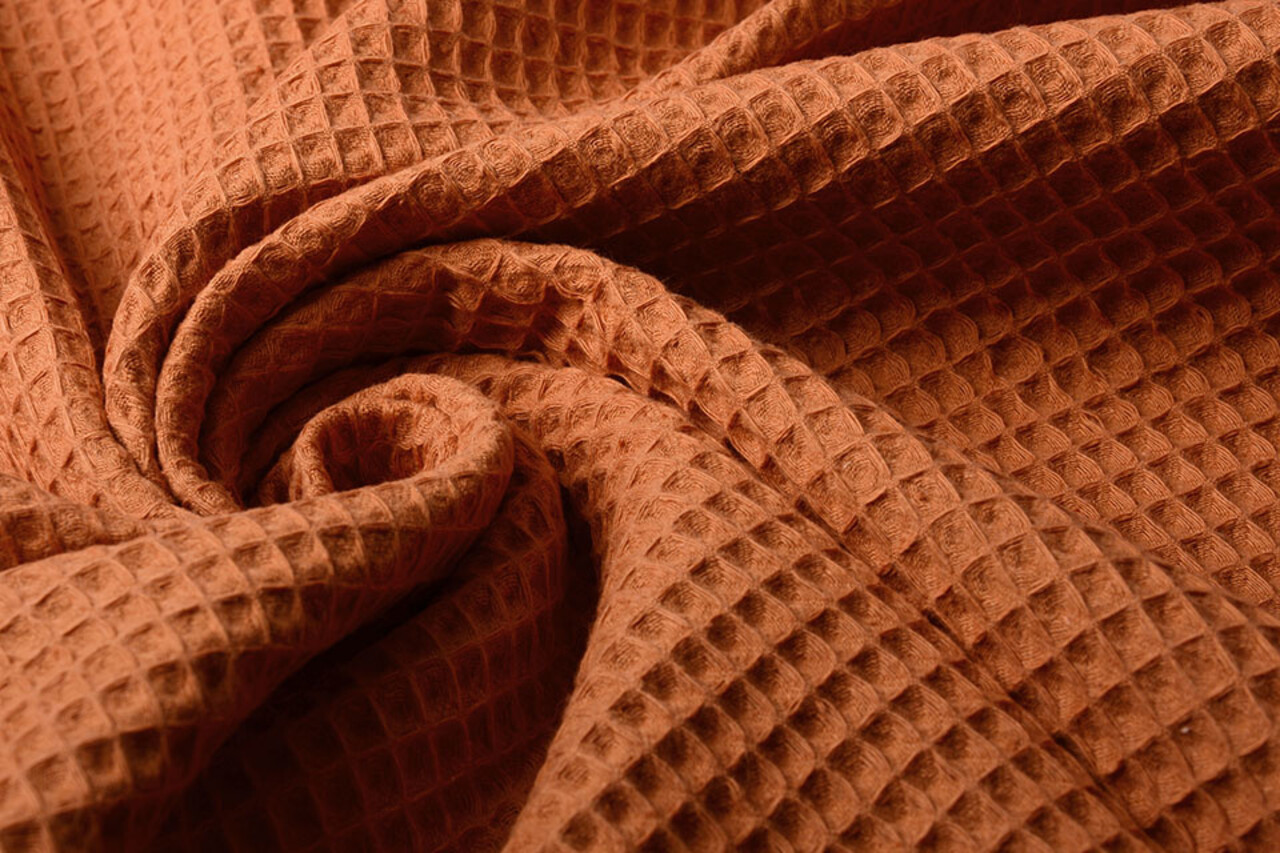 Oeko-Tex®  Waffle Pique Orange Brique Oeko-Tex®  Waffle Pique Orange Brique