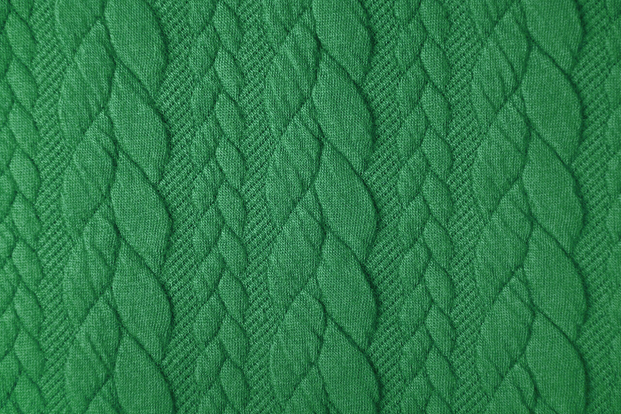 Knitted Cable fabric tricot Grass Green