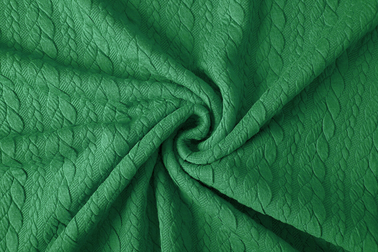 Knitted Cable fabric tricot Grass Green