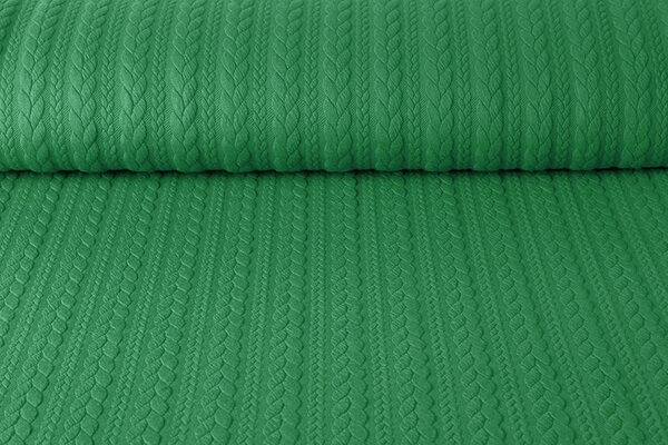 Knitted Cable fabric tricot Grass Green