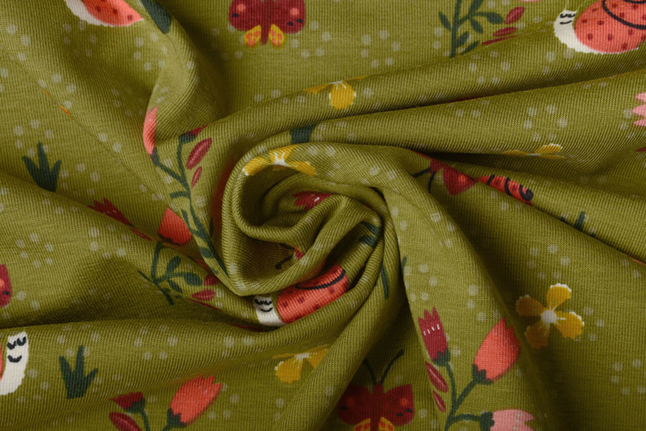 Oeko-Tex® Cotone Jersey Gastropoda Verde Muschio Oeko-Tex® Cotone Jersey Gastropoda Verde Muschio