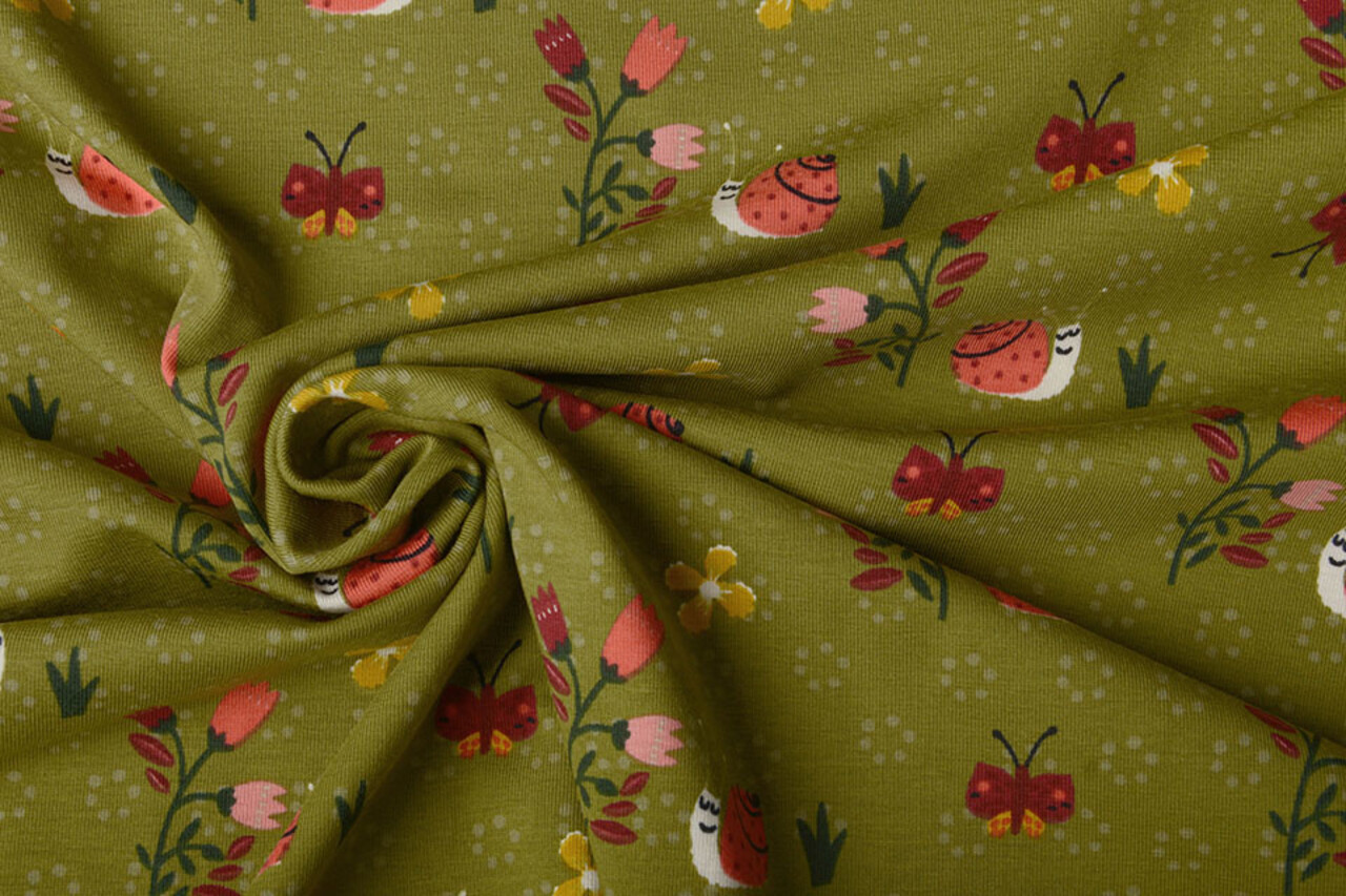 Oeko-Tex® Cotone Jersey Gastropoda Verde Muschio Oeko-Tex® Cotone Jersey Gastropoda Verde Muschio