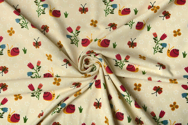 Oeko-Tex®  Baumwolljersey Gastropoda Creme Oeko-Tex®  Baumwolljersey Gastropoda Creme