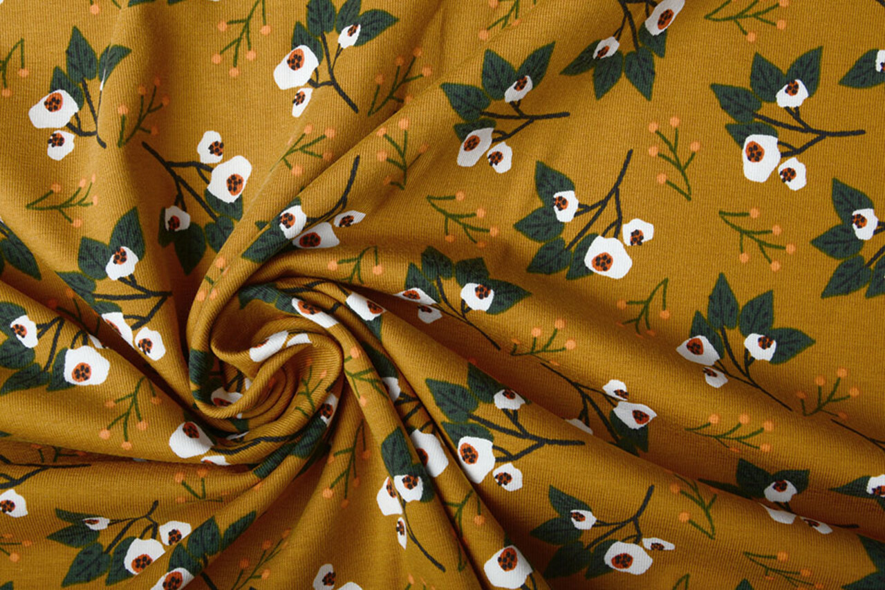 Oeko-Tex®  Baumwolljersey Hazel Senfgrün Oeko-Tex®  Baumwolljersey Hazel Senfgrün