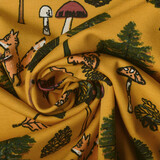 Oeko-Tex®  Baumwolljersey Tierischer Wald Ockergelb Oeko-Tex®  Baumwolljersey Tierischer Wald Ockergelb