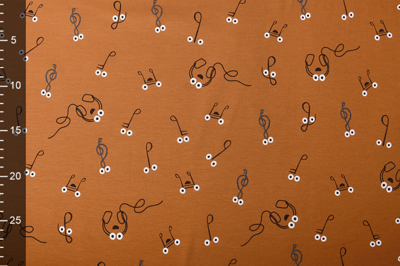 Oeko-Tex®  Cotton Jersey Music Note Rust Brique