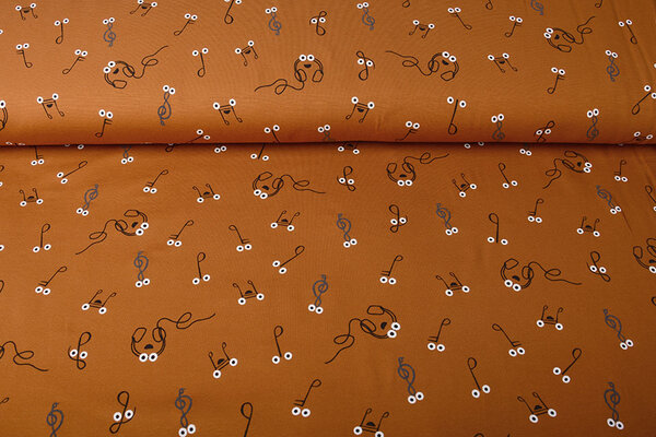 Oeko-Tex®  Cotton Jersey Music Note Rust Brique