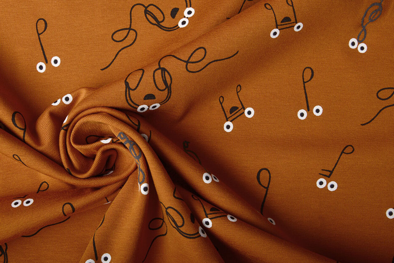 Oeko-Tex®  Jersey Coton Muzieknoot Brique Rouille