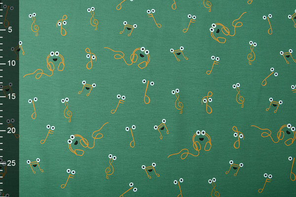 Oeko-Tex® Cotone Jersey Muzieknoot Verde Mare Oeko-Tex® Cotone Jersey Muzieknoot Verde Mare