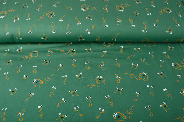 Oeko-Tex® Baumwolljersey Musik Note Meergrün Oeko-Tex® Baumwolljersey Musik Note Meergrün