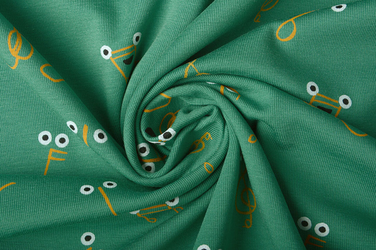 Oeko-Tex®  Jersey de Algodón Muzieknoot Verde Mar