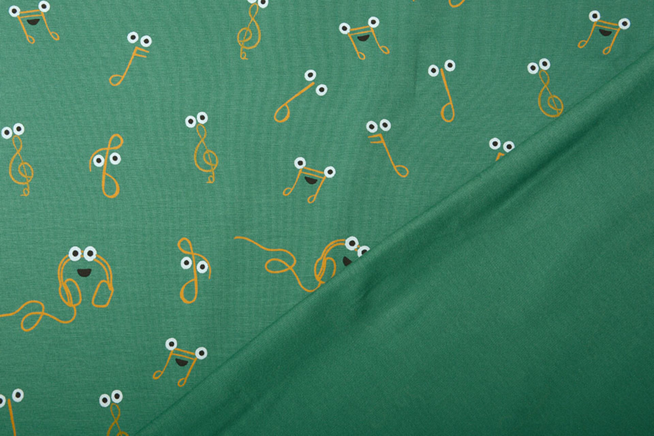 Oeko-Tex® Cotone Jersey Muzieknoot Verde Mare Oeko-Tex® Cotone Jersey Muzieknoot Verde Mare