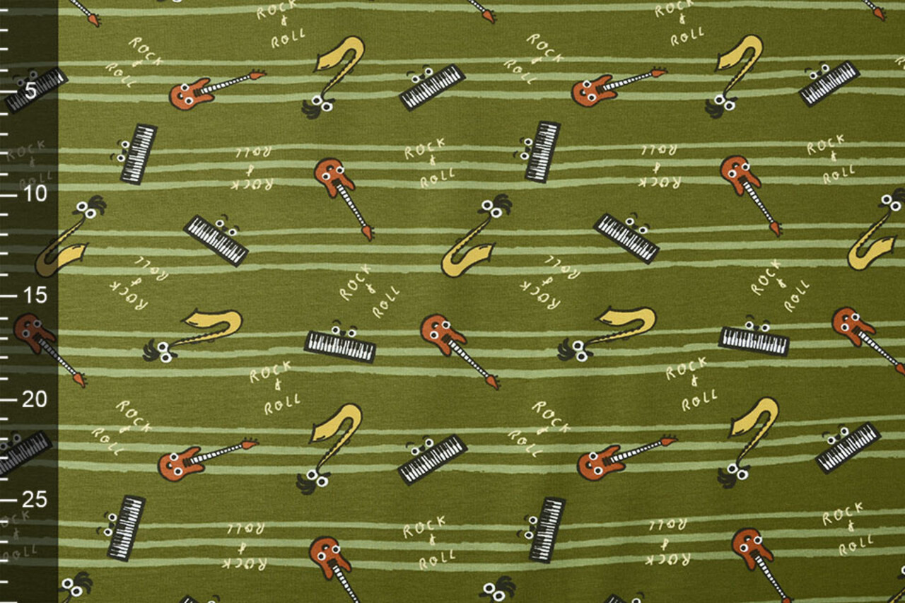 Oeko-Tex®  French Terry Stripes Music Green Oeko-Tex®  French Terry Stripes Music Green