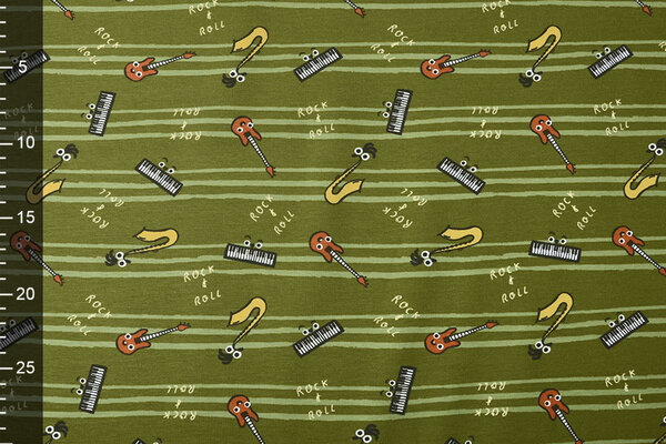 Oeko-Tex®  French Terry Stripes Music Green Oeko-Tex®  French Terry Stripes Music Green