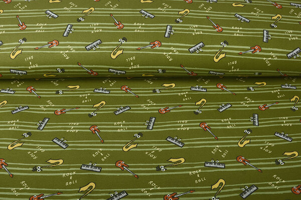 Oeko-Tex®  French Terry Stripes Music Green Oeko-Tex®  French Terry Stripes Music Green