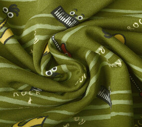 Oeko-Tex®  French Terry Stripes Music Green Oeko-Tex®  French Terry Stripes Music Green