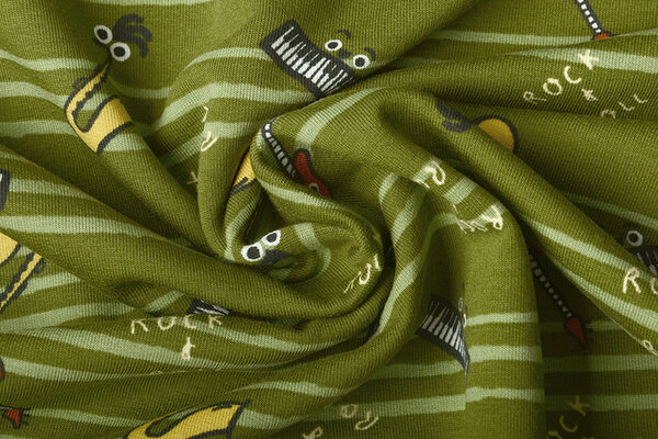 Oeko-Tex®  French Terry Stripes Music Green Oeko-Tex®  French Terry Stripes Music Green