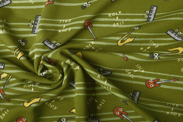 Oeko-Tex®  French Terry Stripes Music Green Oeko-Tex®  French Terry Stripes Music Green