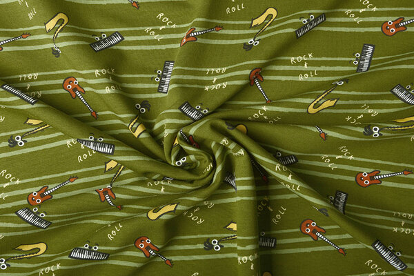 Oeko-Tex®  French Terry Stripes Music Green Oeko-Tex®  French Terry Stripes Music Green