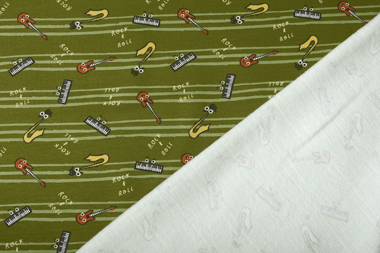 Oeko-Tex®  French Terry Stripes Music Green Oeko-Tex®  French Terry Stripes Music Green