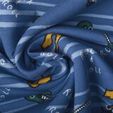 Oeko-Tex® French Terry Righe Muziek Blu Oeko-Tex® French Terry Righe Muziek Blu