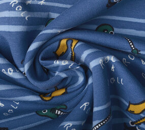 Oeko-Tex® French Terry Righe Muziek Blu Oeko-Tex® French Terry Righe Muziek Blu