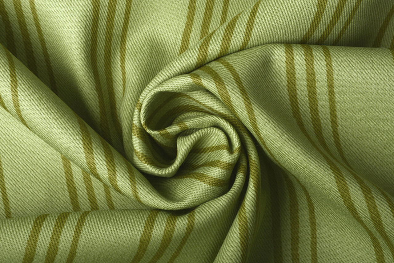 Algodón de Sarga Rayas Verde