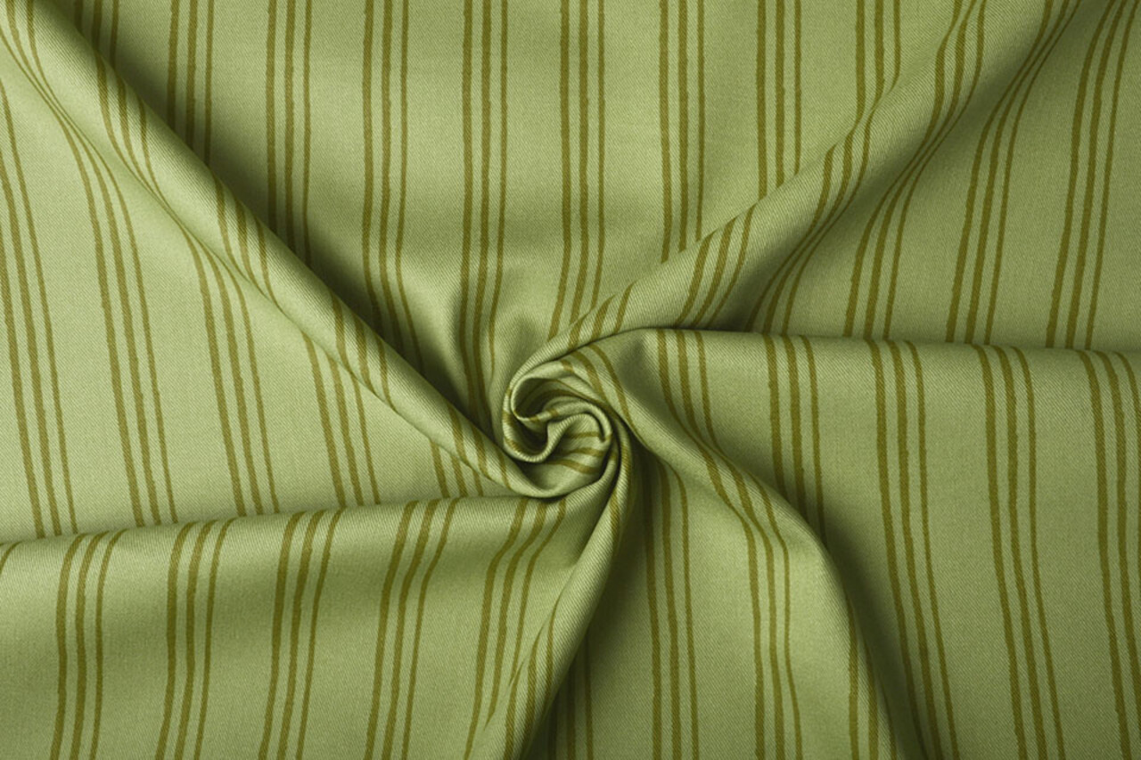 Cotone Twill Righe Verde