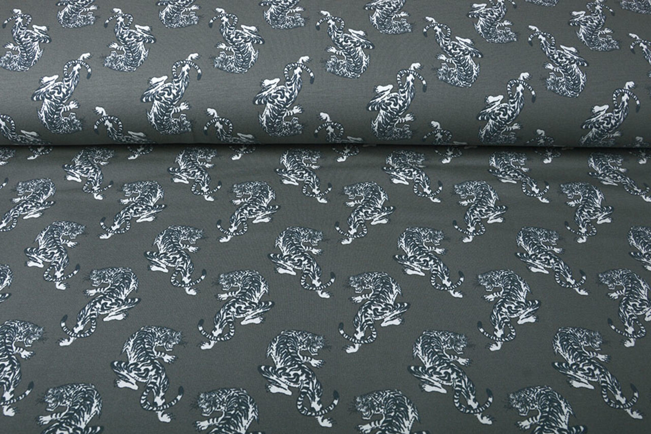 Oeko-Tex®  French Terry Tiger Grau Oeko-Tex®  French Terry Tiger Grau