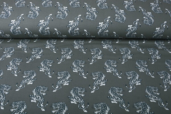 Oeko-Tex® French Terry Tijger Grijs Oeko-Tex® French Terry Tijger Grijs