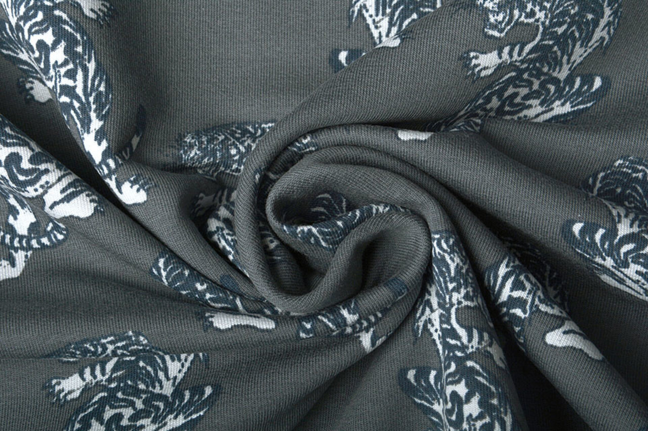 Oeko-Tex® French Terry Tijger Grijs Oeko-Tex® French Terry Tijger Grijs