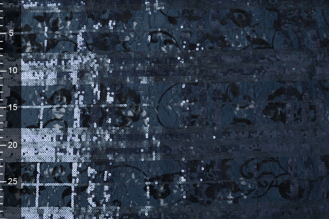 Spitze Pailletten Noralie Marine Schwarz