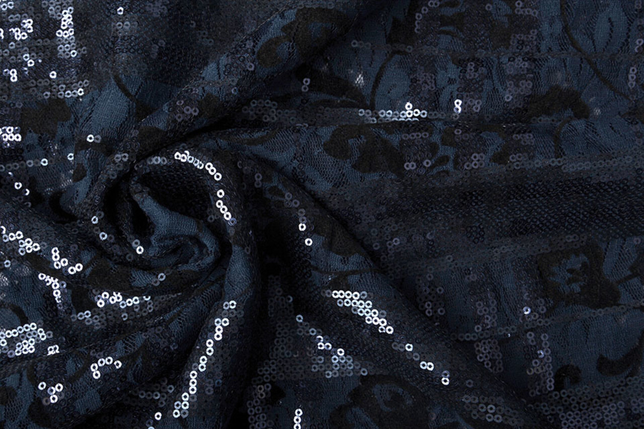 Spitze Pailletten Noralie Marine Schwarz