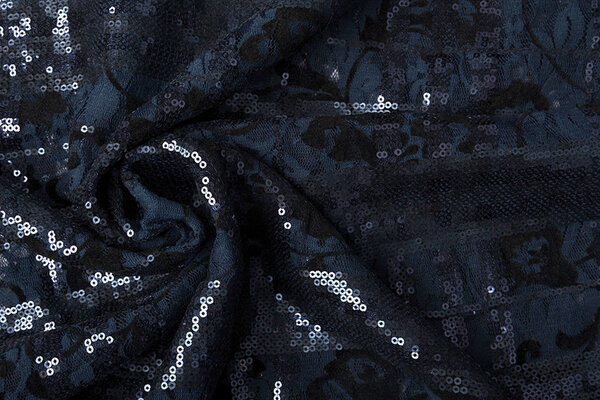 Spitze Pailletten Noralie Marine Schwarz