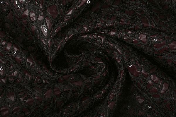 Pailletten auf Taft Novi Bordeaux